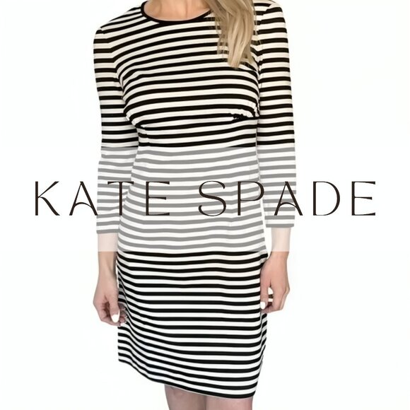 Kate Spade Black & White Striped Dress 4 - Picture 1 of 3